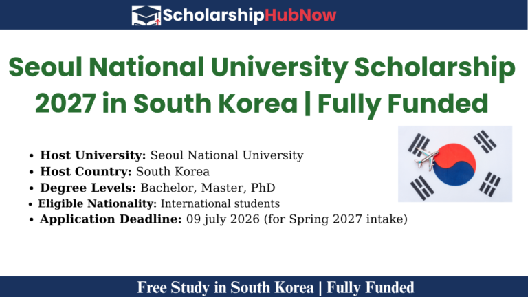 Seoul National University Scholarship 2027 in South Korea