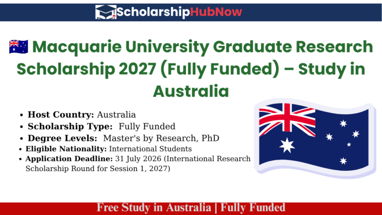 Macquarie University Graduate Research Scholarship 2027 in Australia