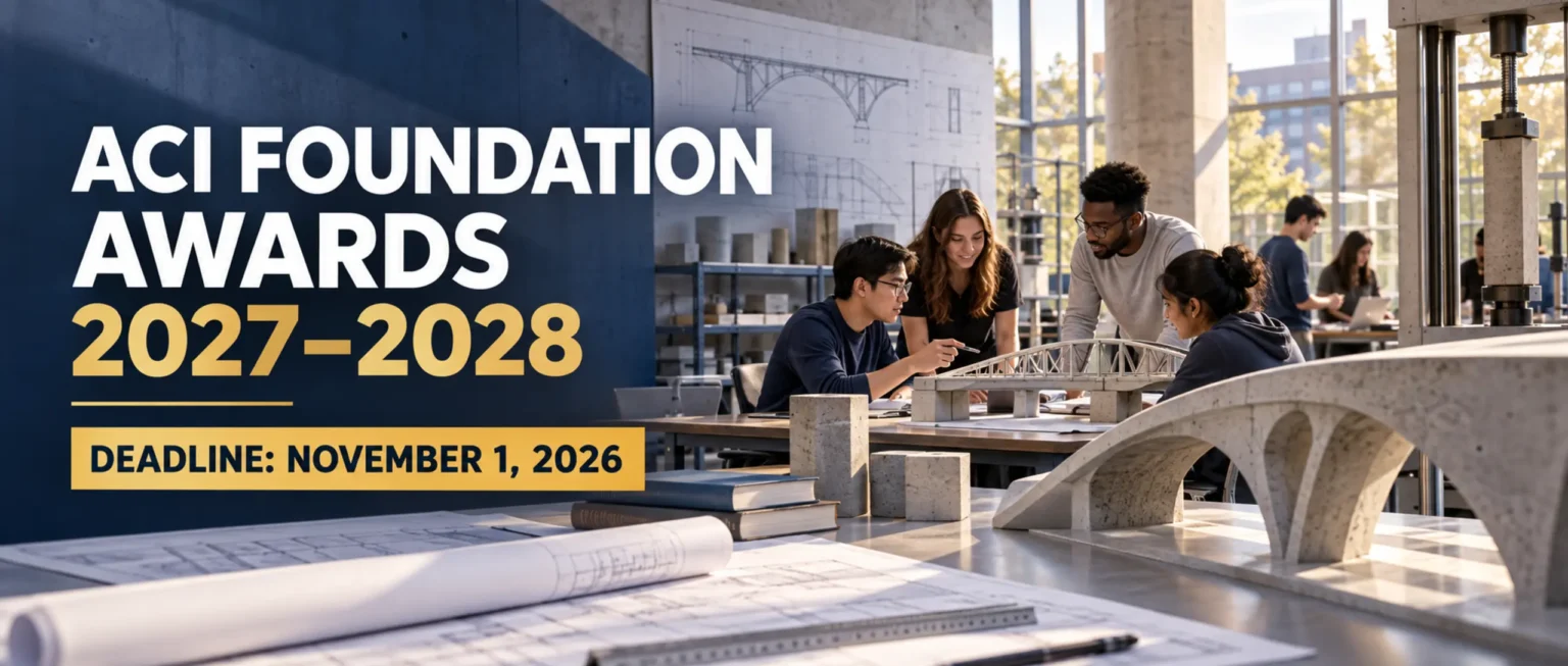 Engineering students collaborate on concrete bridge models for the ACI Foundation Awards 2027–2028, deadline 1 November 2026