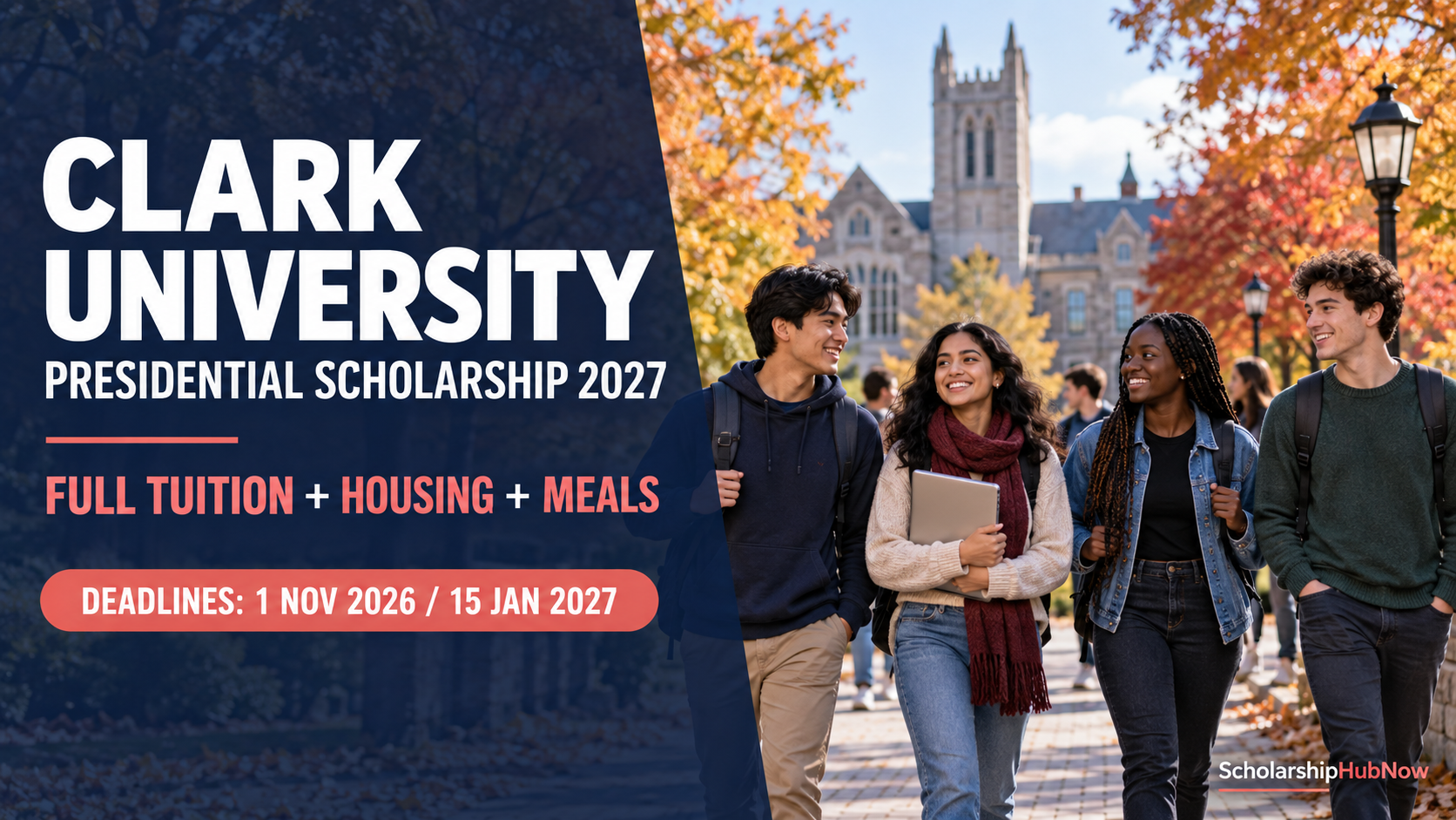 Clark University Presidential Scholarship 2027 full tuition, housing and meals