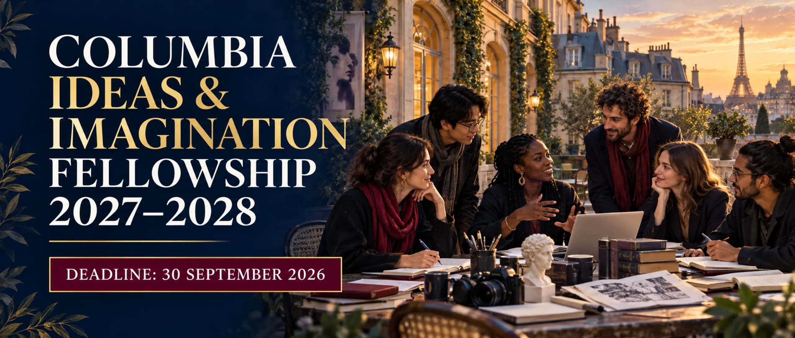 International artists and writers collaborating in Paris for the Columbia Ideas and Imagination Fellowship 2027–2028, deadline 30 September 2026