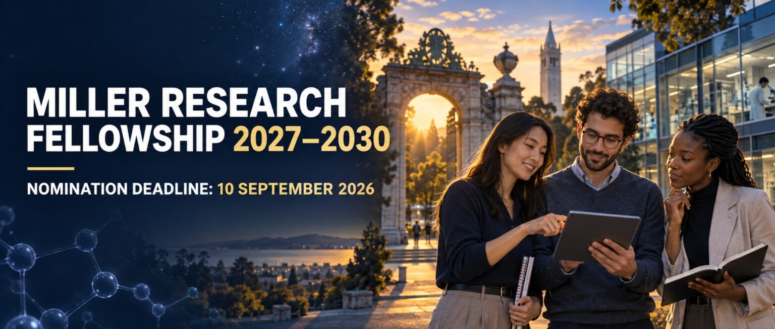 Miller Research Fellowship 2027–2030 at UC Berkeley with researchers and the 10 September 2026 nomination deadline
