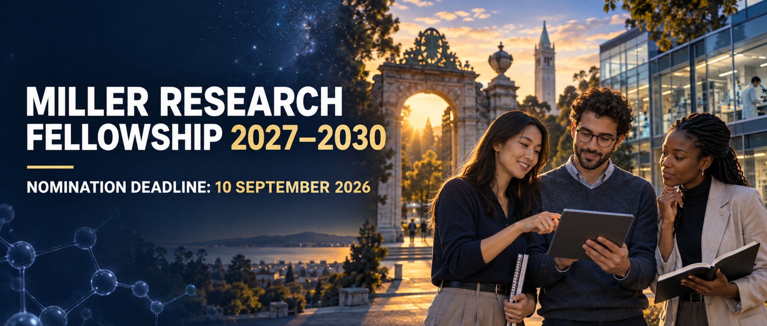 Miller Research Fellowship 2027–2030 at UC Berkeley with researchers and the 10 September 2026 nomination deadline