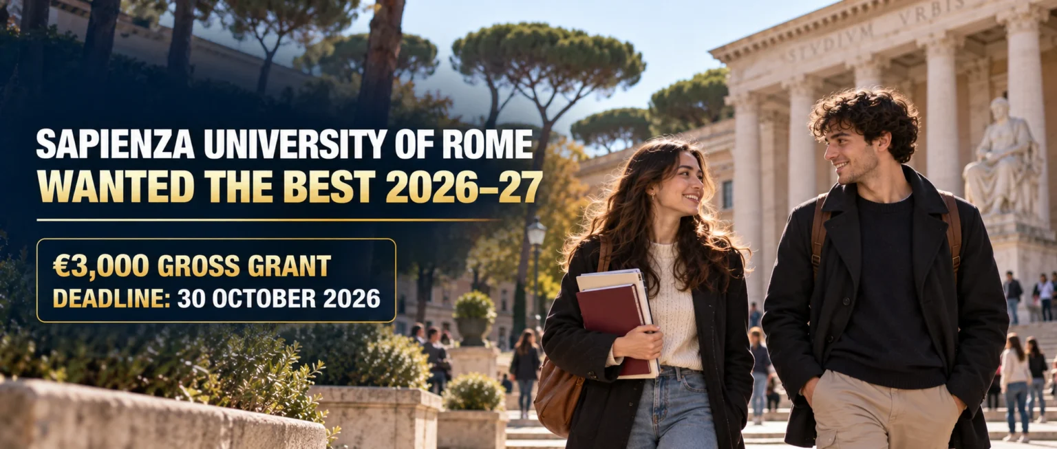 Sapienza Wanted the Best 2026-27 photo-led cover showing students on a university campus