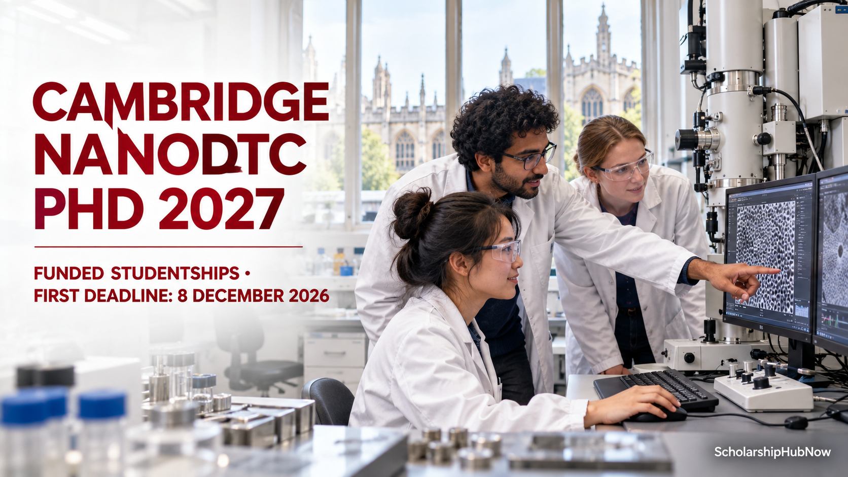 Nanoscience PhD researchers in a Cambridge laboratory for NanoDTC 2027