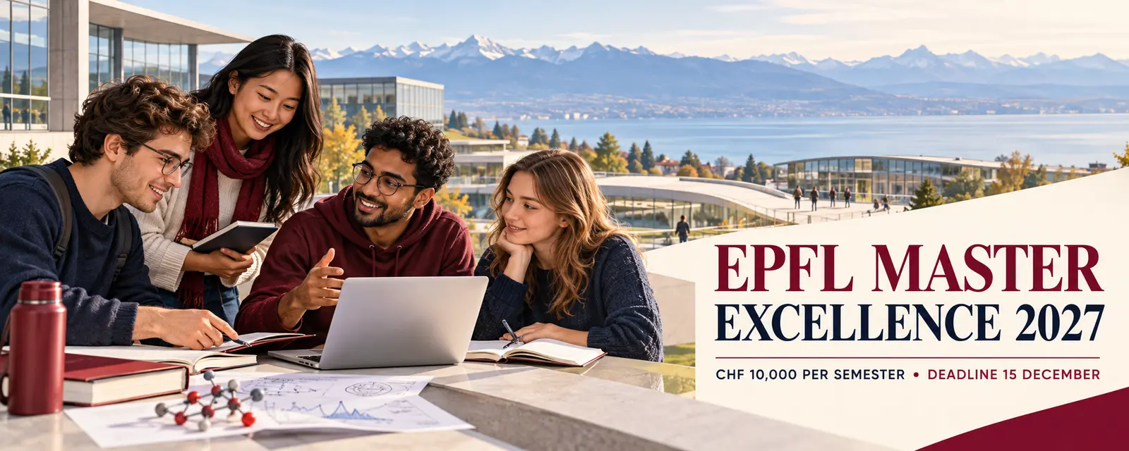 International master's students at a Swiss research campus for the EPFL Master Excellence Fellowship 2027