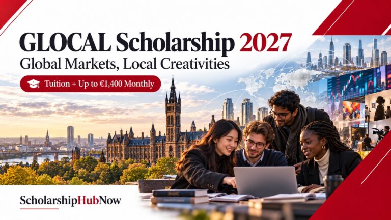 GLOCAL Scholarship 2027 tuition and up to 1400 euros monthly, Glasgow campus and international students
