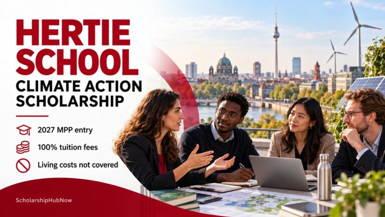 Hertie School Climate Action Scholarship for 2027 MPP entry: full tuition, living costs not covered