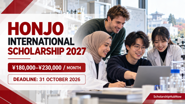 International graduate students researching together in Japan for the Honjo International Scholarship 2027