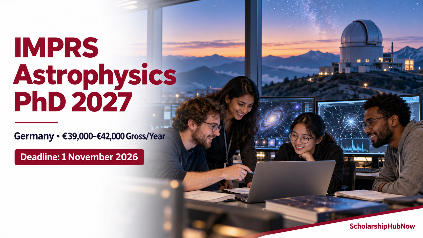 Illustrative astrophysics researchers for IMPRS Astrophysics PhD 2027 in Germany