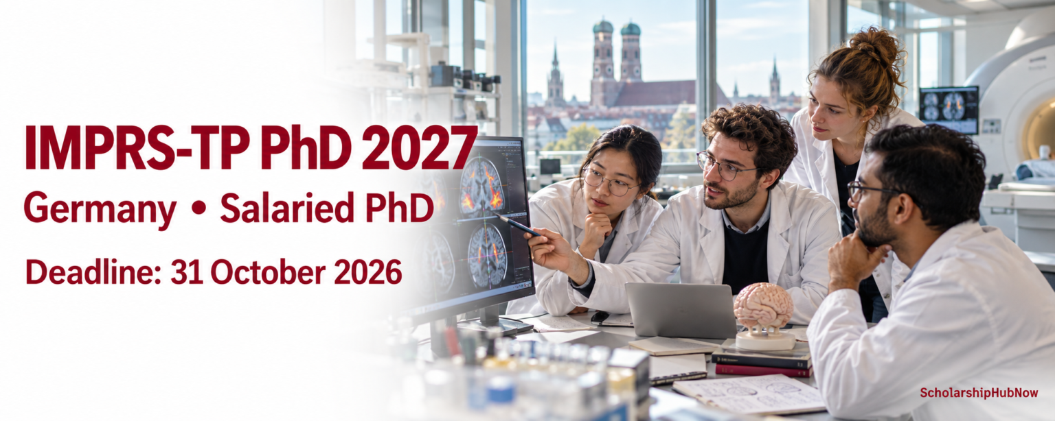 Illustrative neuroscience researchers with IMPRS-TP PhD 2027 salaried funding and 31 October 2026 deadline