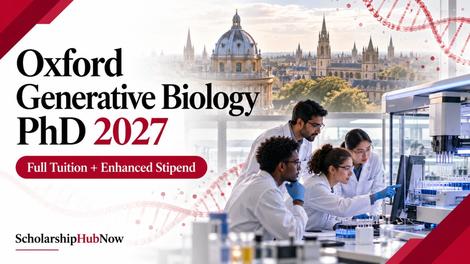 Oxford Generative Biology PhD 2027 full tuition and enhanced stipend artwork