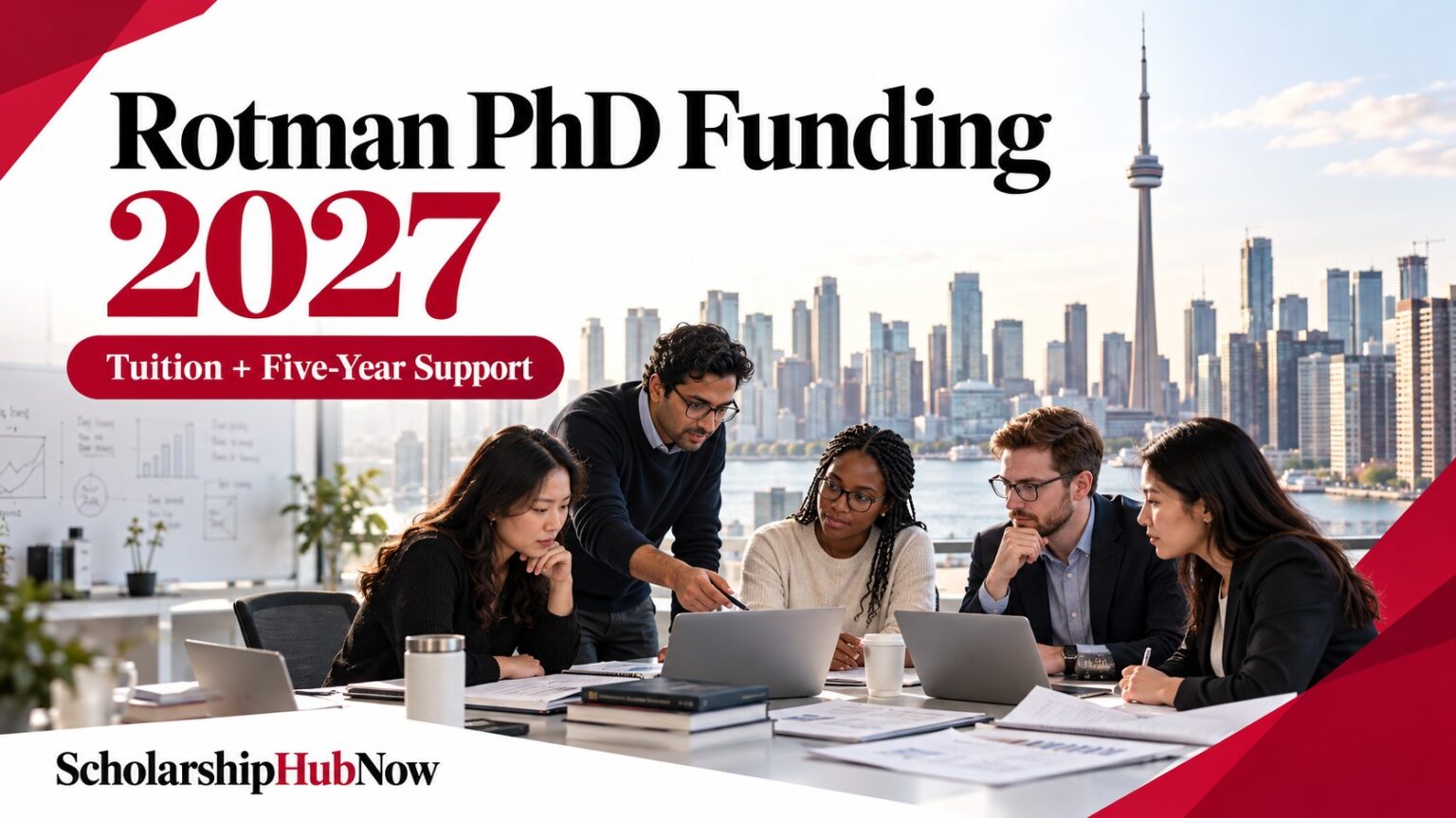 Rotman PhD Funding 2027 tuition and five-year support with Toronto research seminar illustration