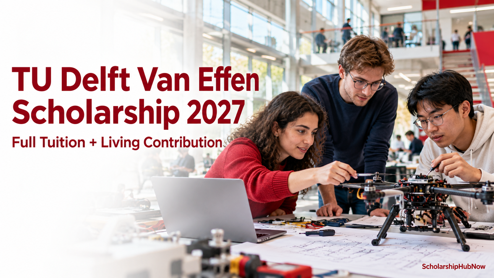 TU Delft Van Effen Scholarship 2027 — illustrative engineering students