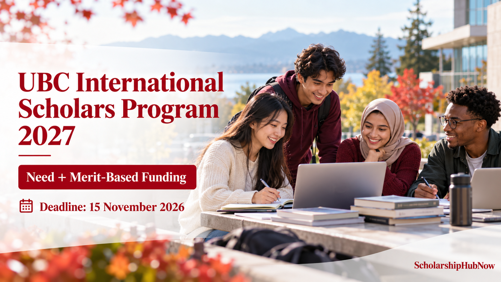 International students studying on a Canadian campus for the UBC International Scholars Program 2027